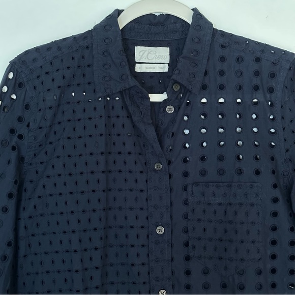 J. Crew Classic-fit shirt in eyelet- Navy - Picture 4 of 14